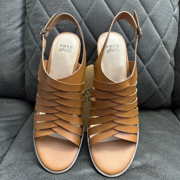 Frye and Company Galia Solid Tan Size 8 M Strappy Heeled Sandals - Picture 2 of 16